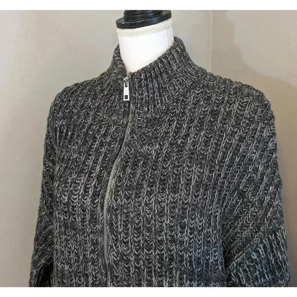 Naadam Gray Chunky Marled Zip Up Tunic Cardigan Sweater NEW Size Small Cotton - Picture 4 of 9